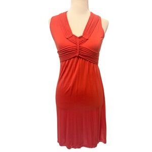 Max Studio Coral Ruched V Neck Sleeveless Tank Dress XS Made in China
